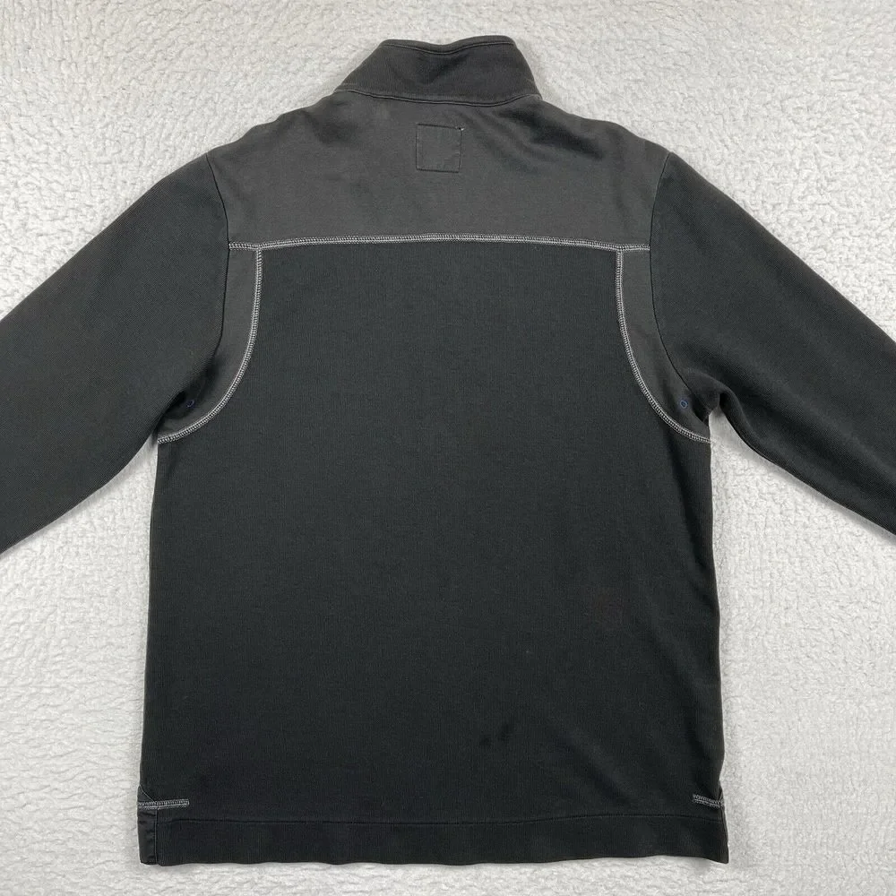 Tommy Bahama Sweater Mens Large Black 1/4 Zip Pullover Preppy Golfer Travel Work